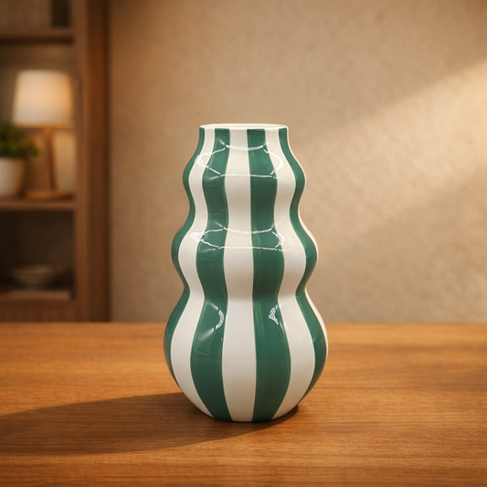 Mid-Century Striped Ceramic Vase