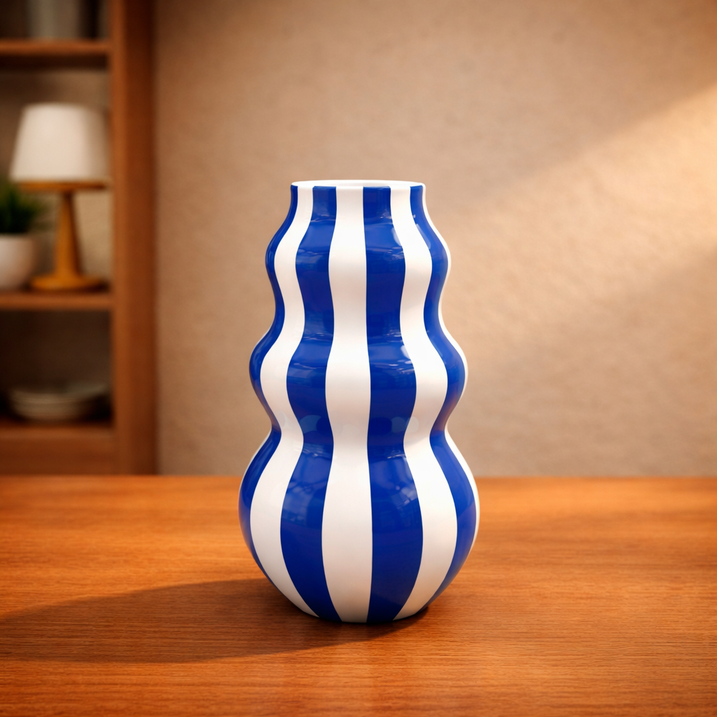 Mid-Century Striped Ceramic Vase